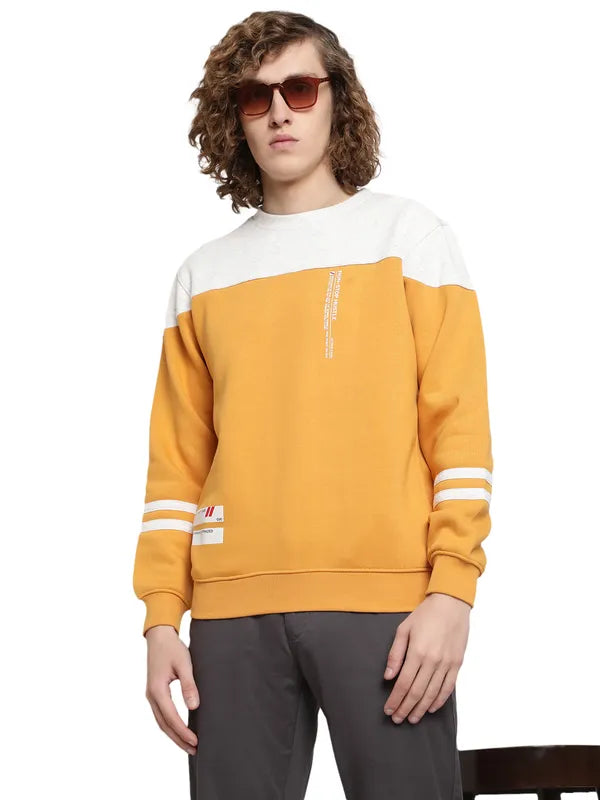 Octave Men Yellow Colourblocked Sweatshirt