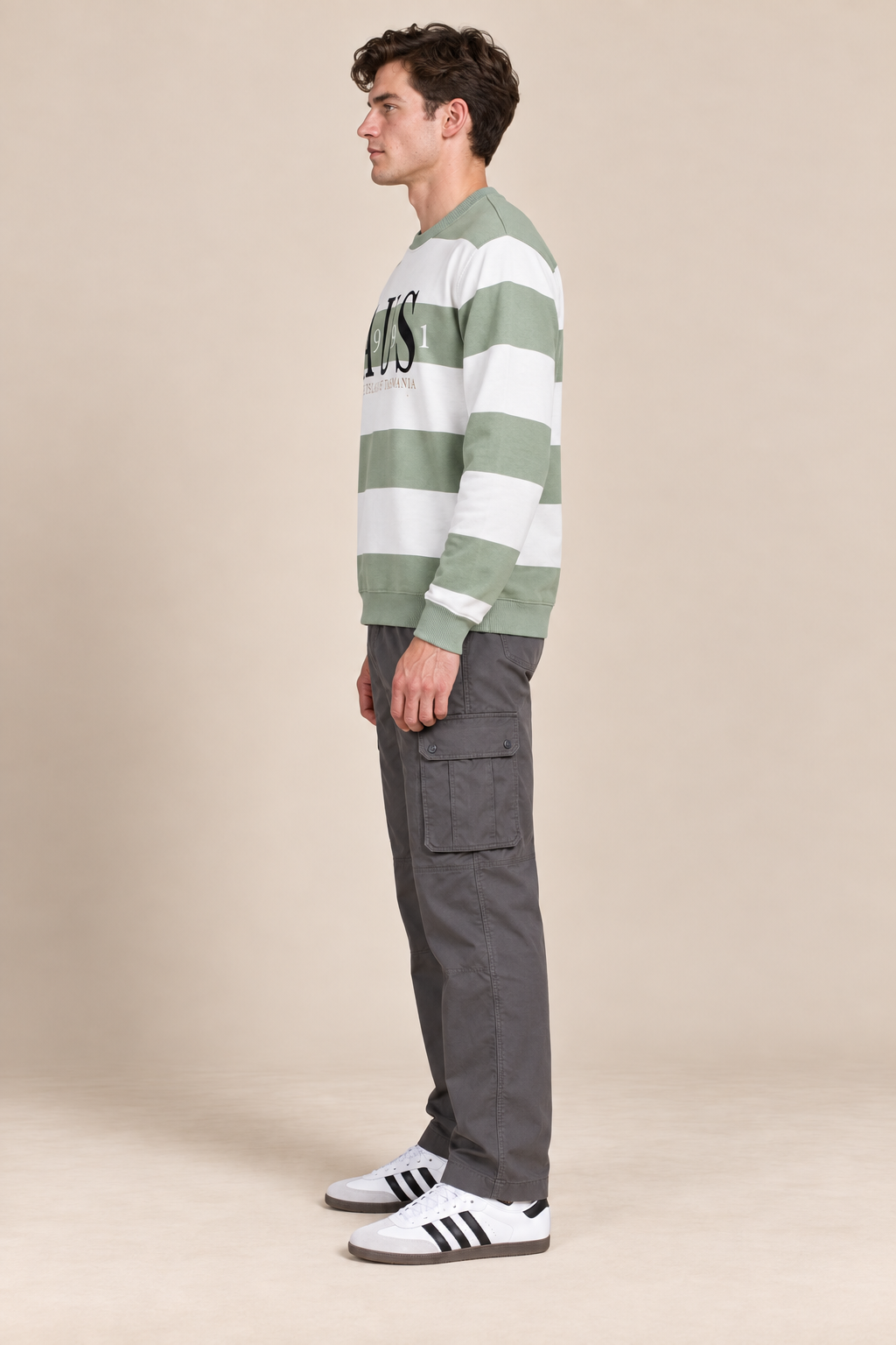 Men’s Mint Cotton Blend Graphic Sweatshirt – Regular Fit Crew Neck