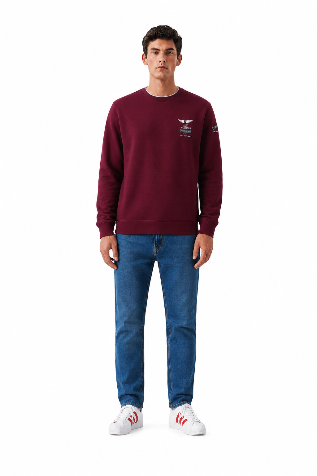 Men’s Deep Merlot Cotton Pique Winter Sweatshirt