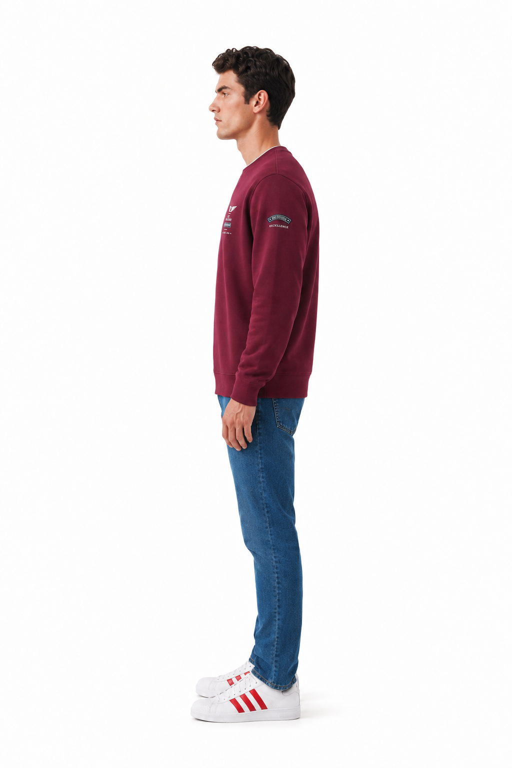 Men’s Deep Merlot Cotton Pique Winter Sweatshirt