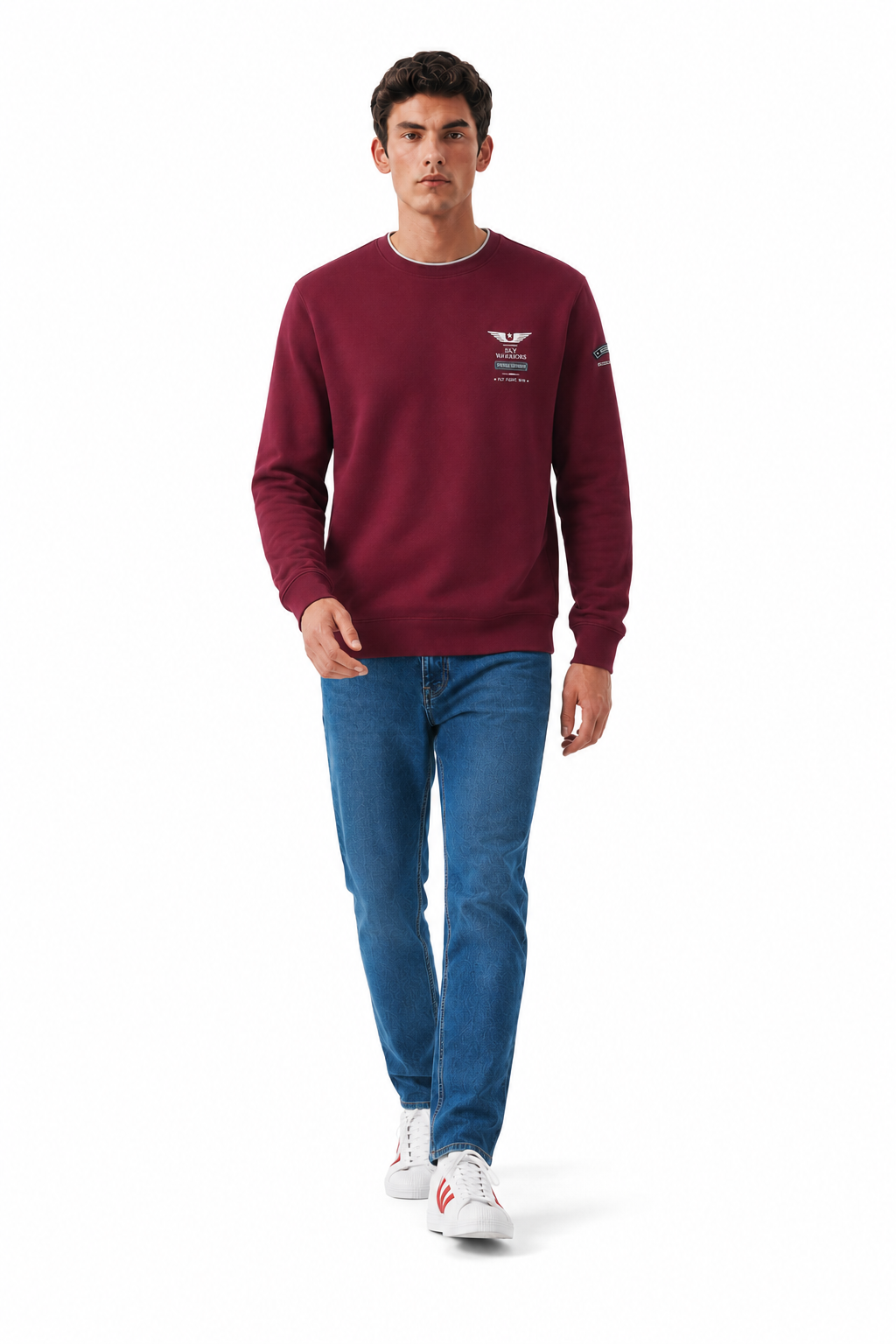 Men’s Deep Merlot Cotton Pique Winter Sweatshirt