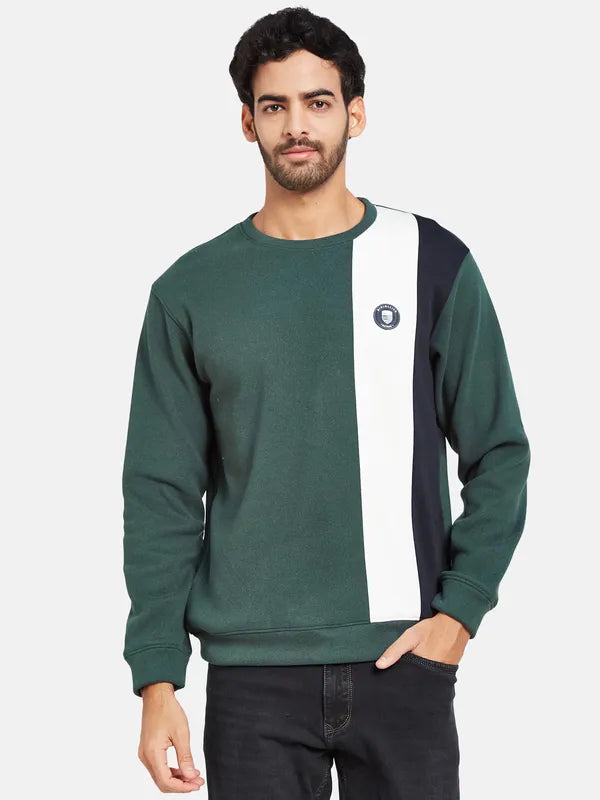 Octave Men Green Colourblocked Sweatshirt