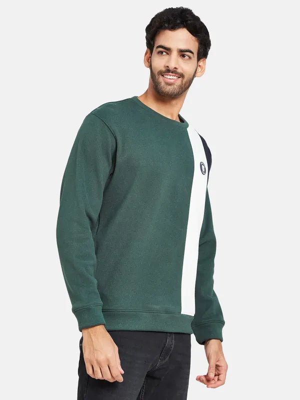 Octave Men Green Colourblocked Sweatshirt