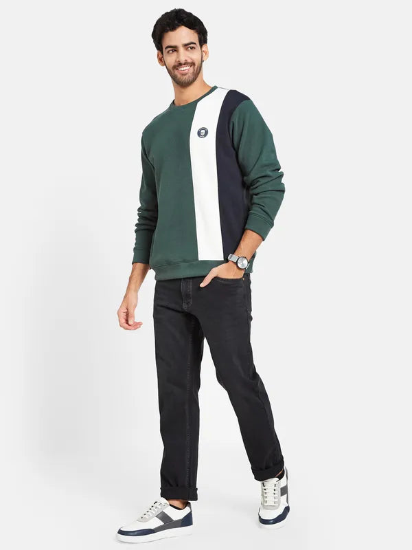 Octave Men Green Colourblocked Sweatshirt