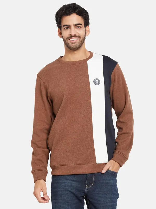 Octave Men Brown Colourblocked Sweatshirt