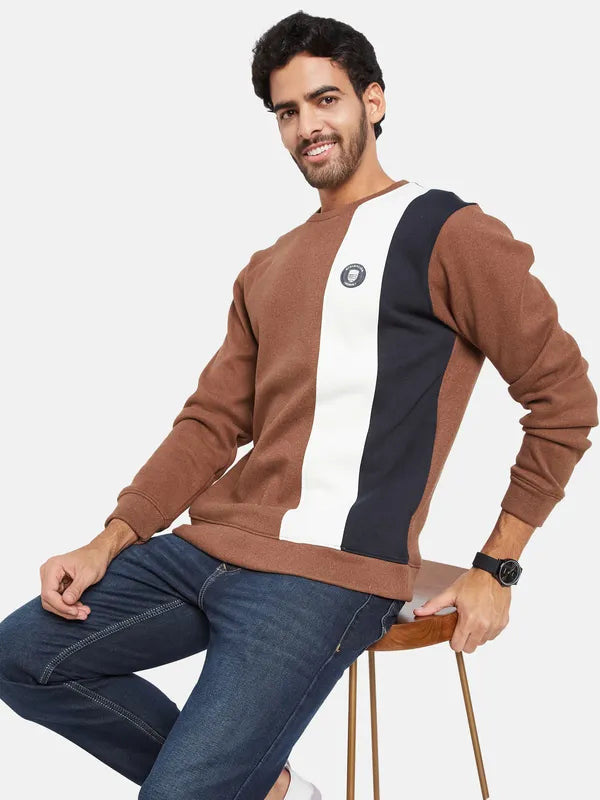 Octave Men Brown Colourblocked Sweatshirt