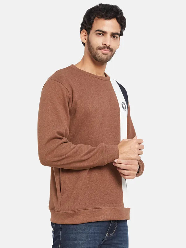 Octave Men Brown Colourblocked Sweatshirt