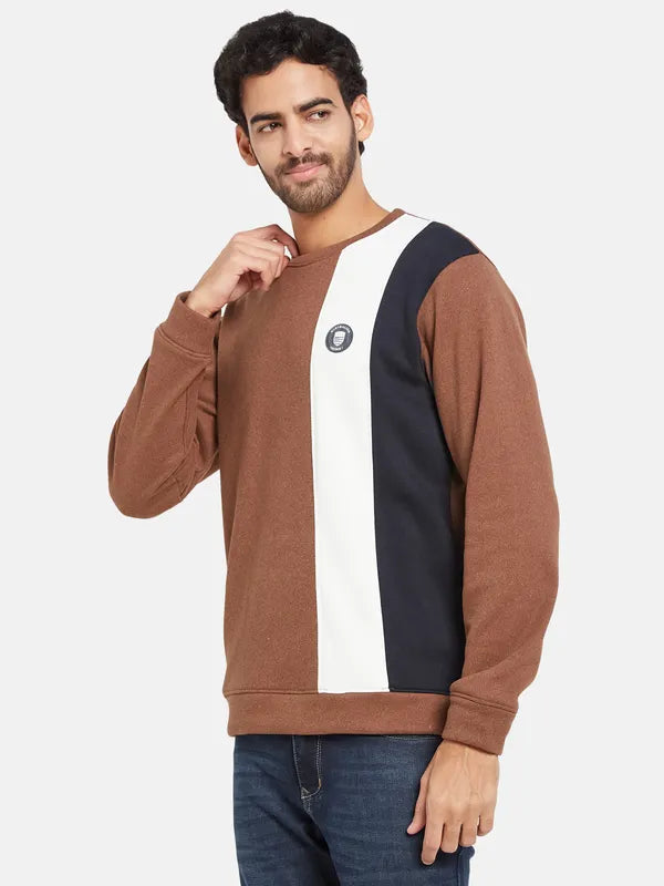 Octave Men Brown Colourblocked Sweatshirt