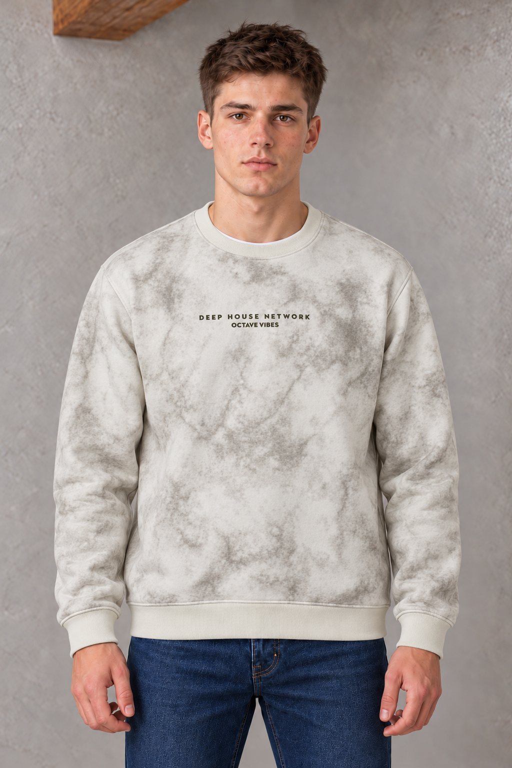 Men’s Off-White Regular Fit Cotton Brushed Fleece Printed Sweatshirt