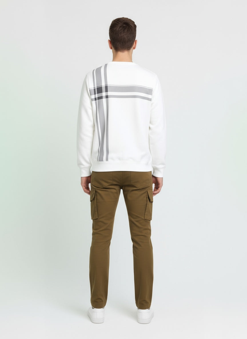 Octave Men Round Neck Striped  Sweatshirt