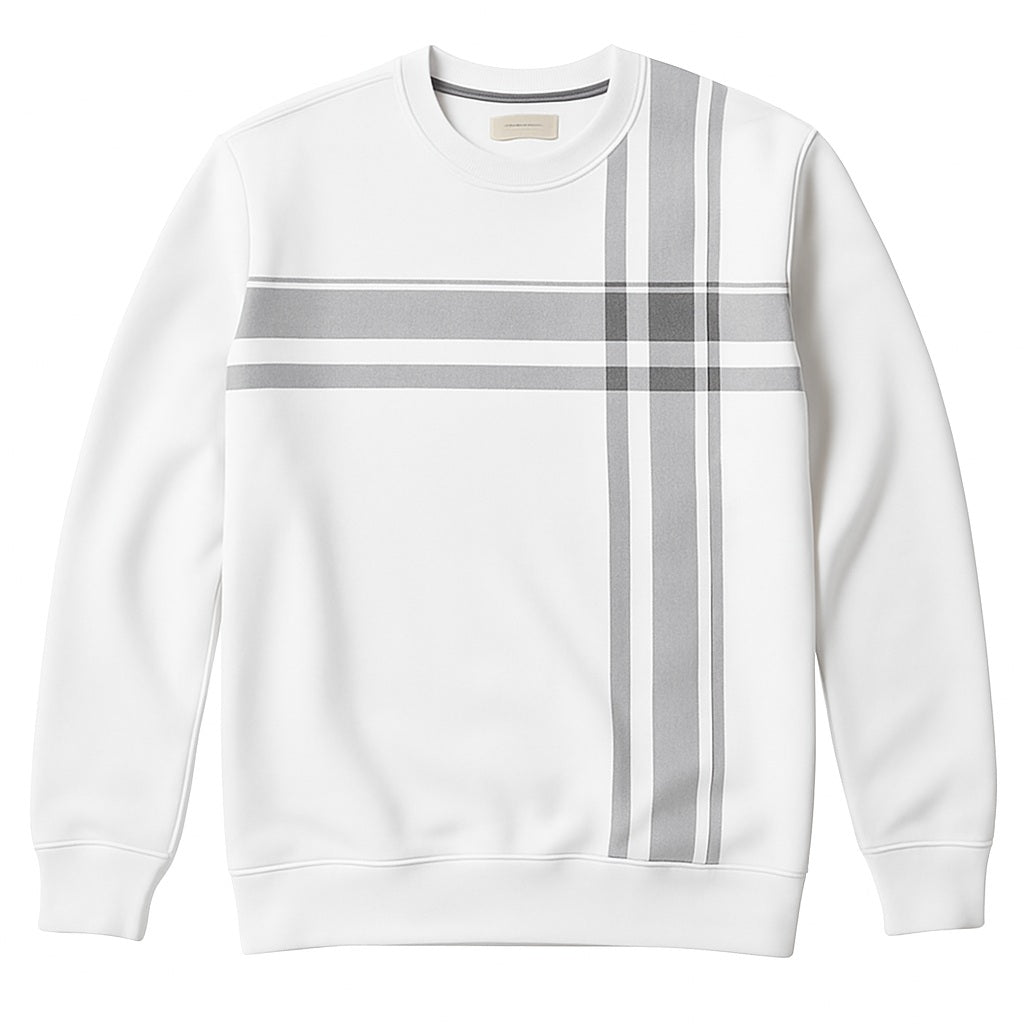 Octave Men Round Neck Striped  Sweatshirt