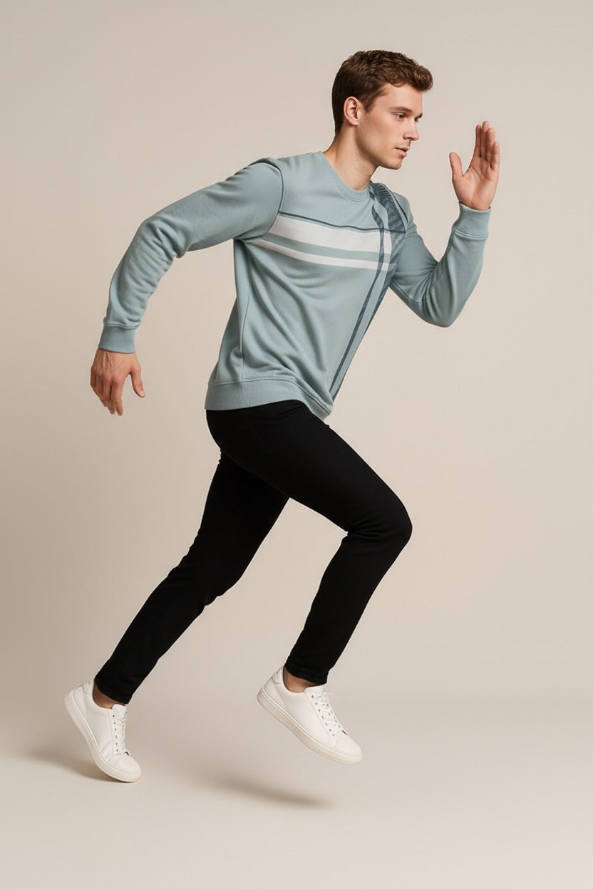 Octave Men Striped Round Neck Sweatshirt