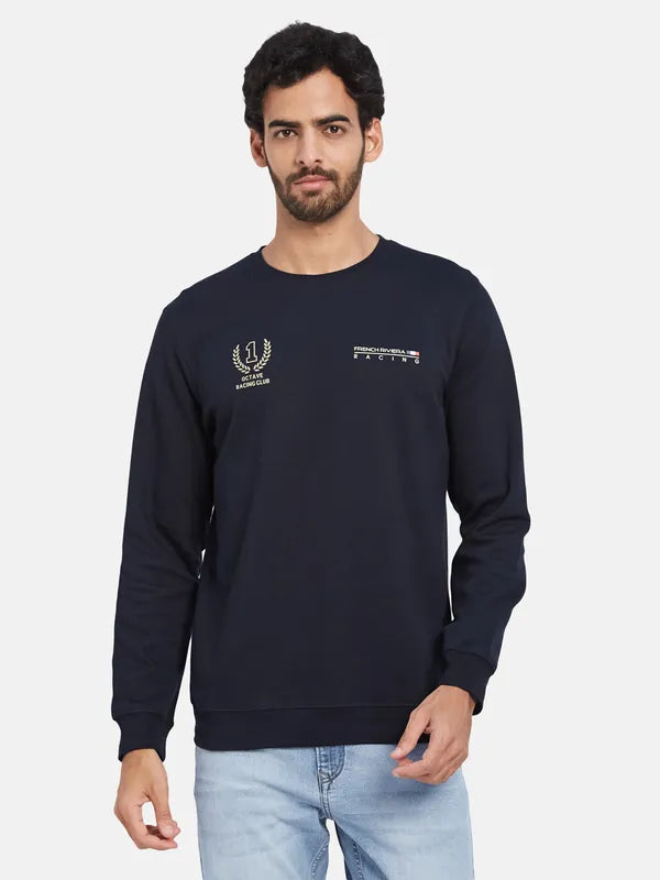 Octave Typography Printed Fleece Pullover