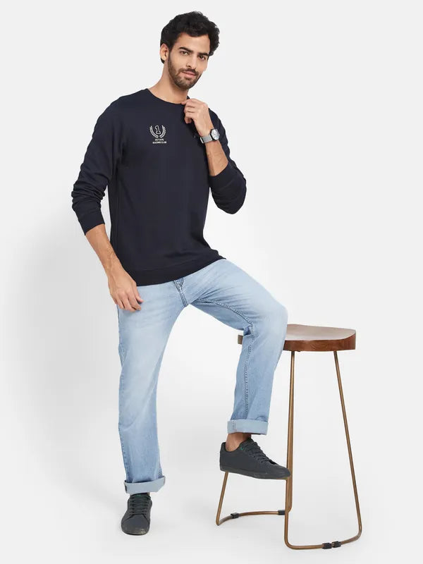 Octave Typography Printed Fleece Pullover