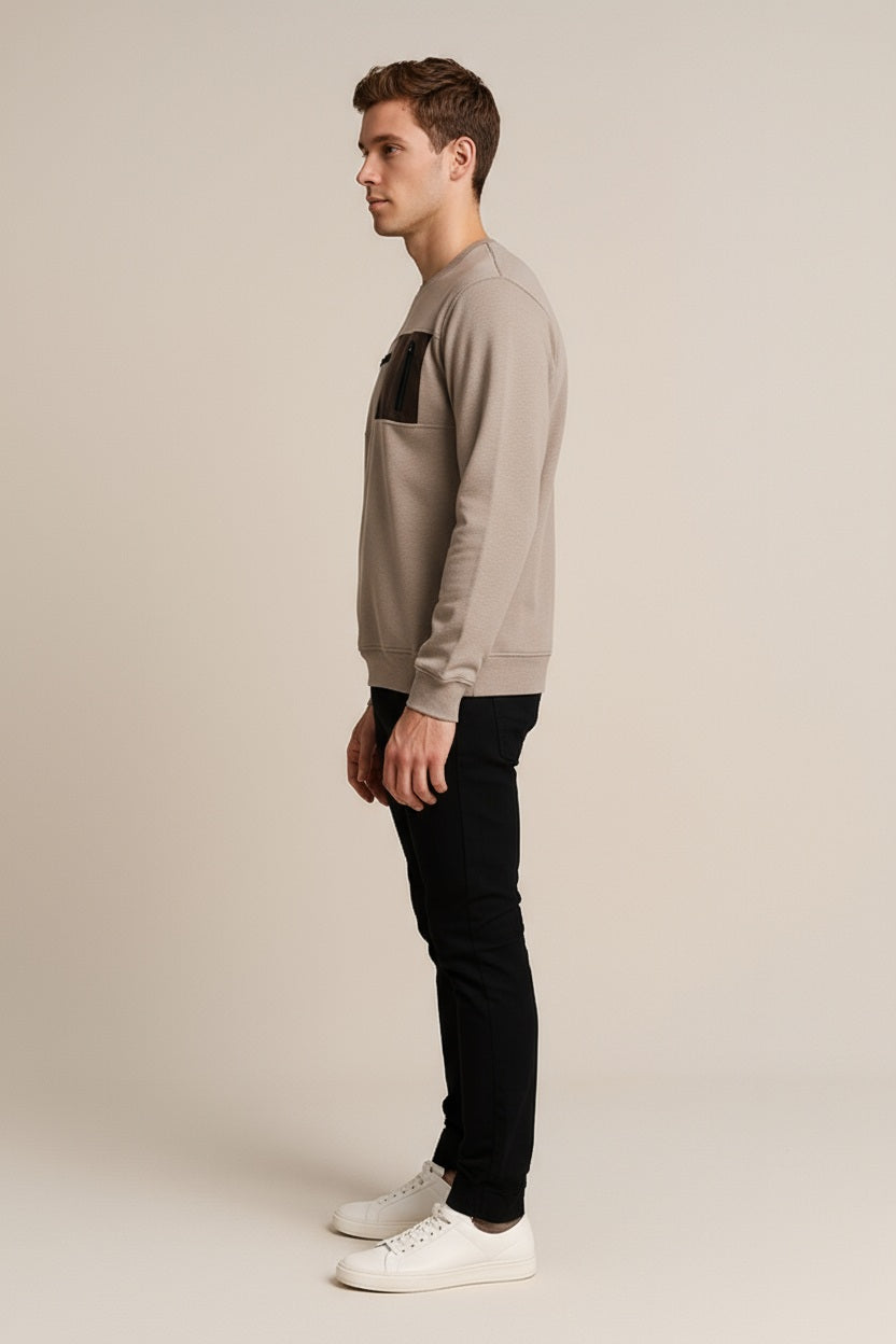 Octave Men Stone Solid Round Neck Sweatshirt