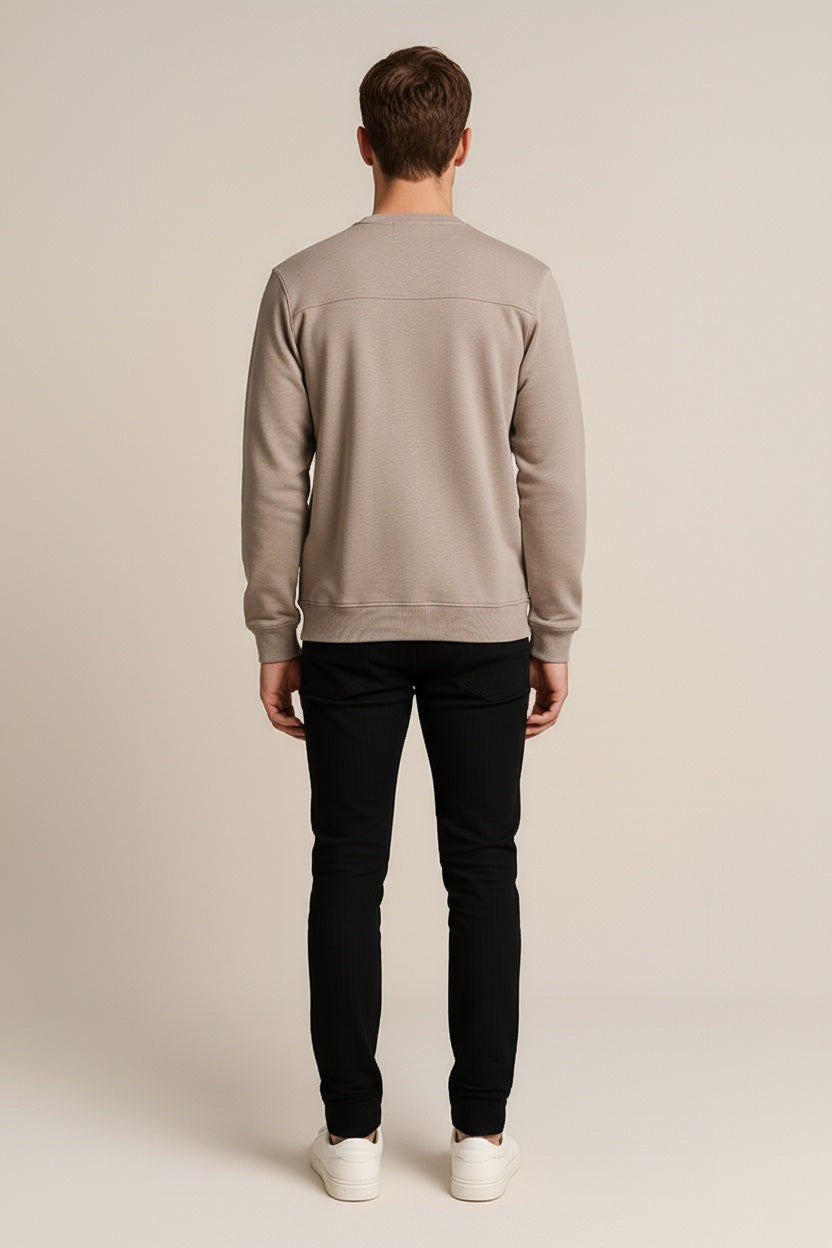 Octave Men Stone Solid Round Neck Sweatshirt