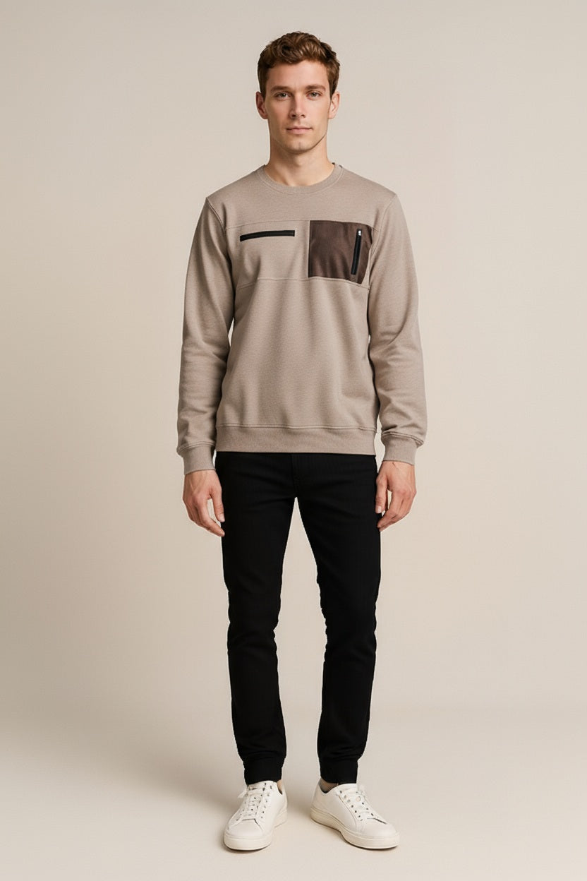 Octave Men Stone Solid Round Neck Sweatshirt