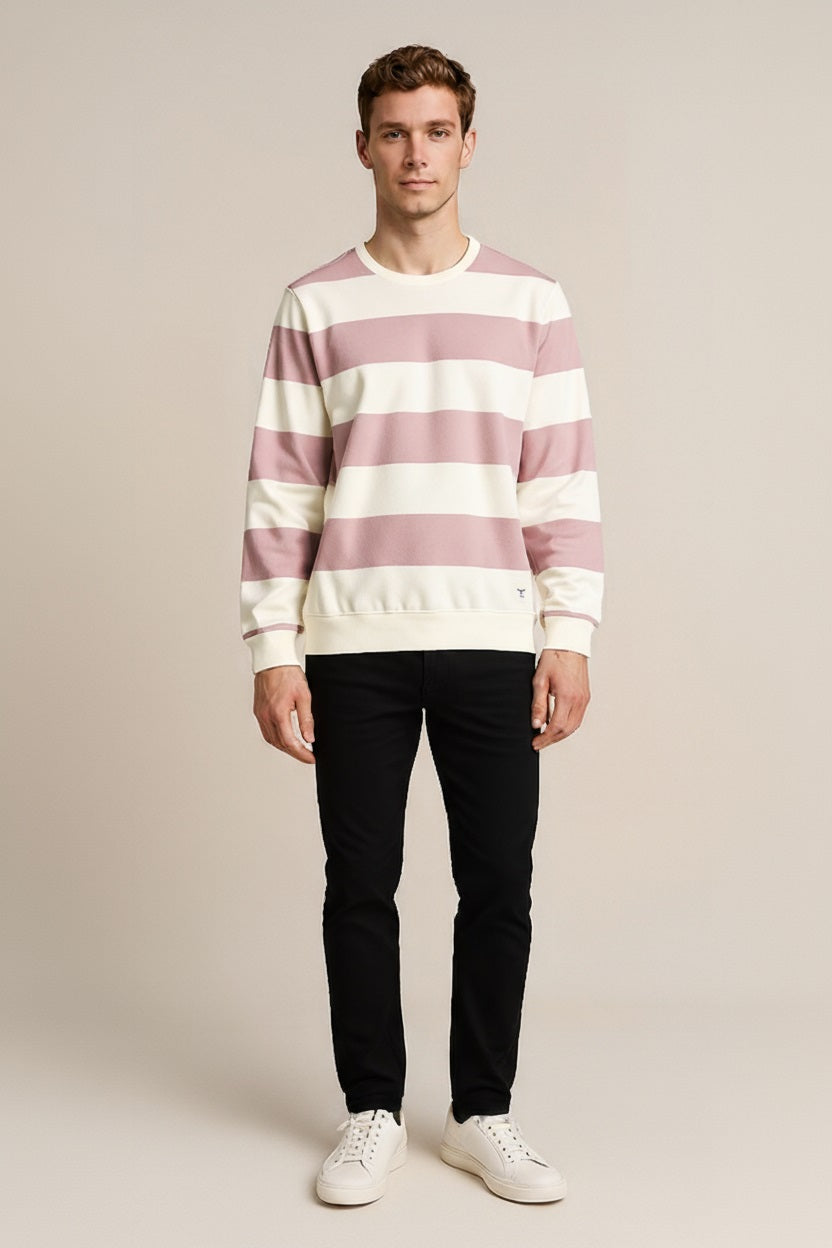 Octave Men Striped Round Neck Sweatshirt
