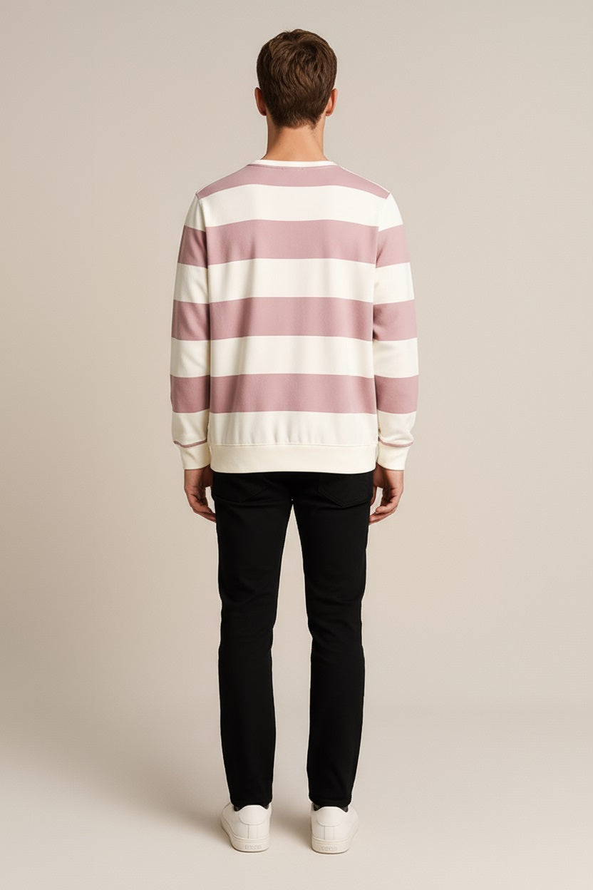 Octave Men Striped Round Neck Sweatshirt