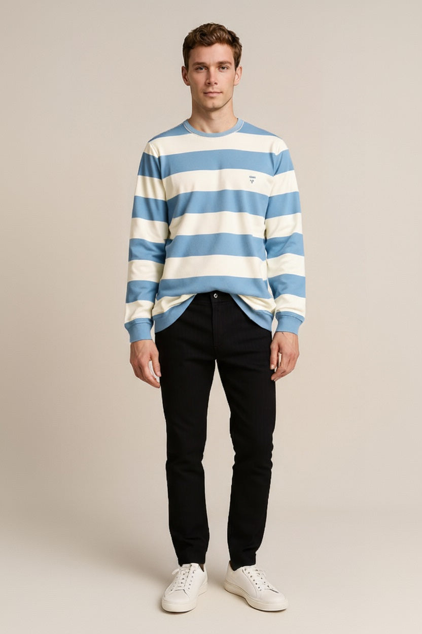 Octave Men Striped Round Neck Sweatshirt