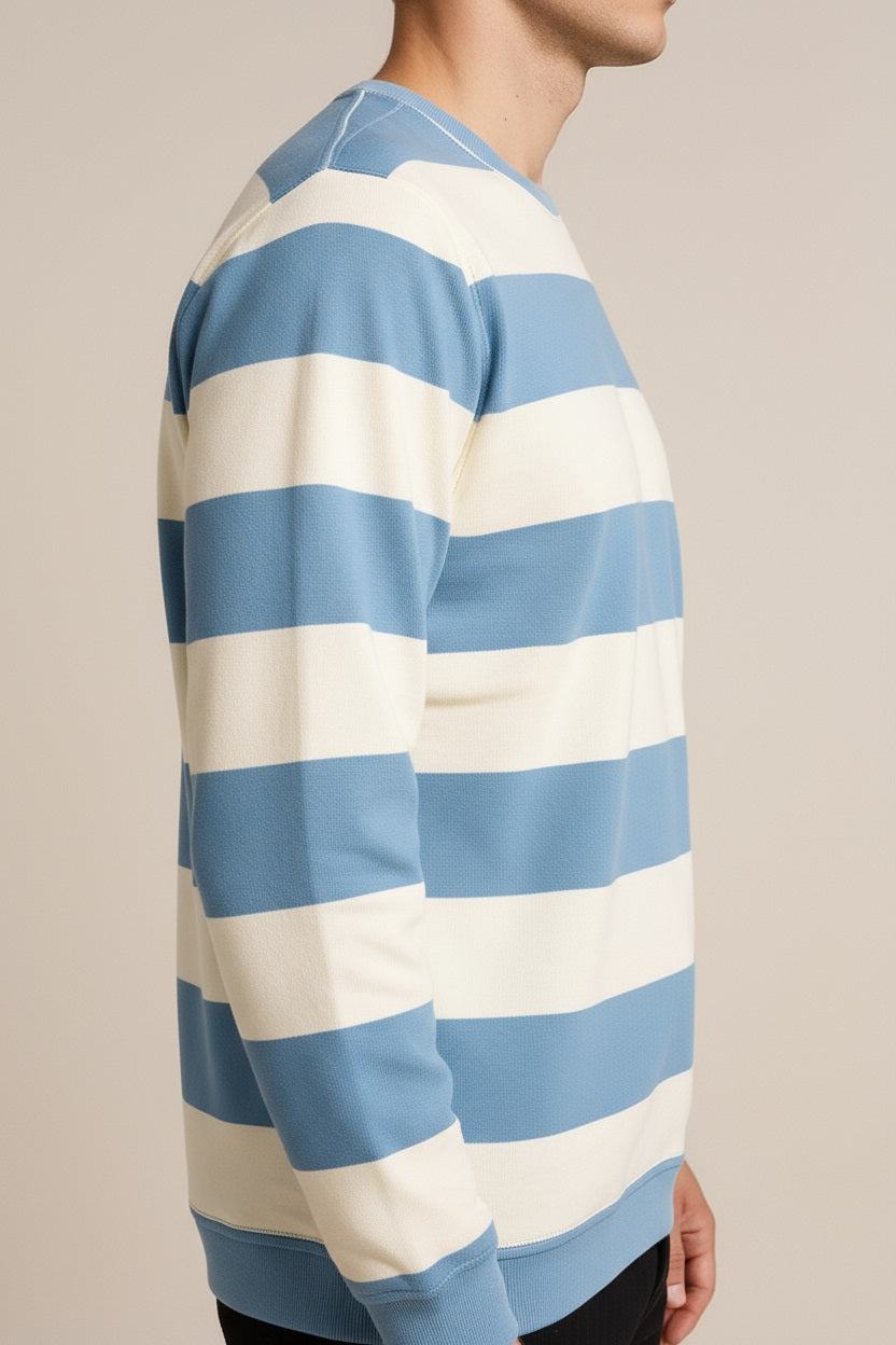 Octave Men Striped Round Neck Sweatshirt