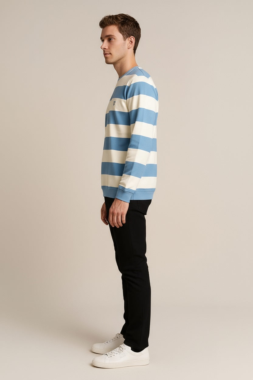 Octave Men Striped Round Neck Sweatshirt
