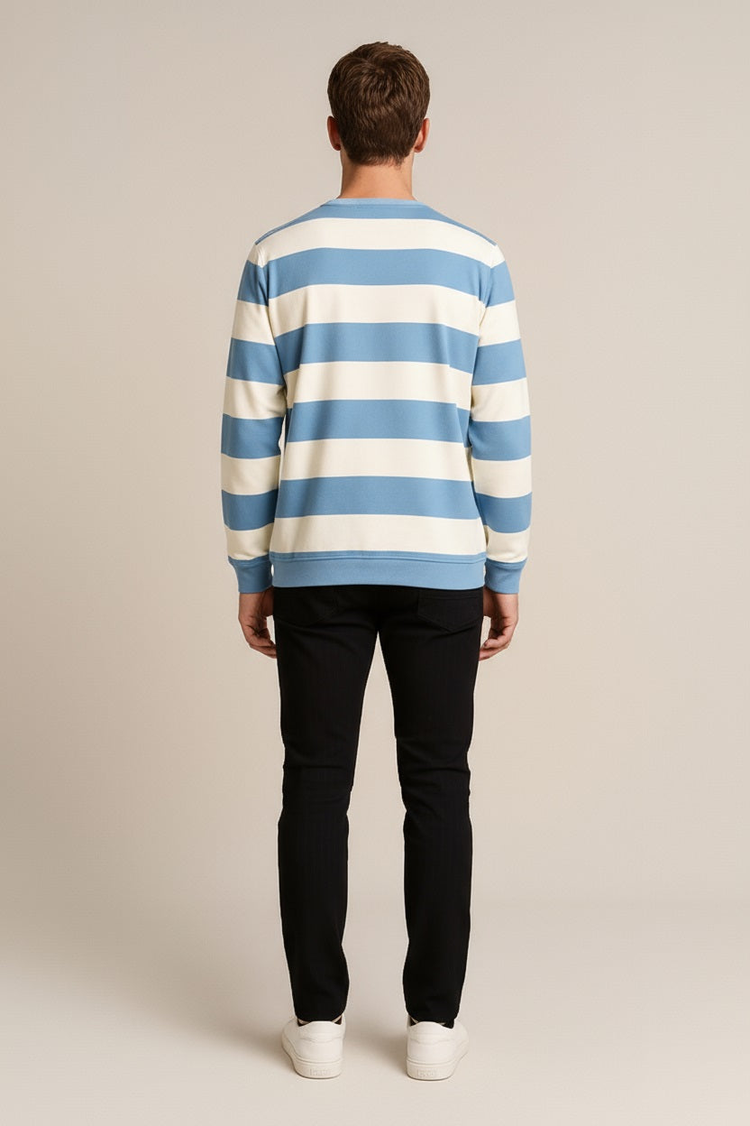 Octave Men Striped Round Neck Sweatshirt