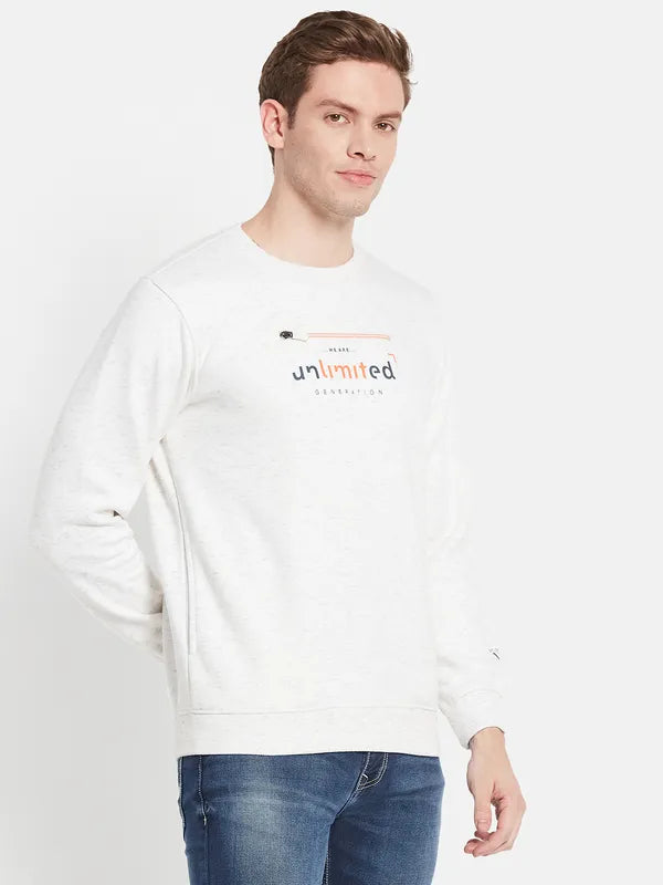 Men White Printed Sweatshirt