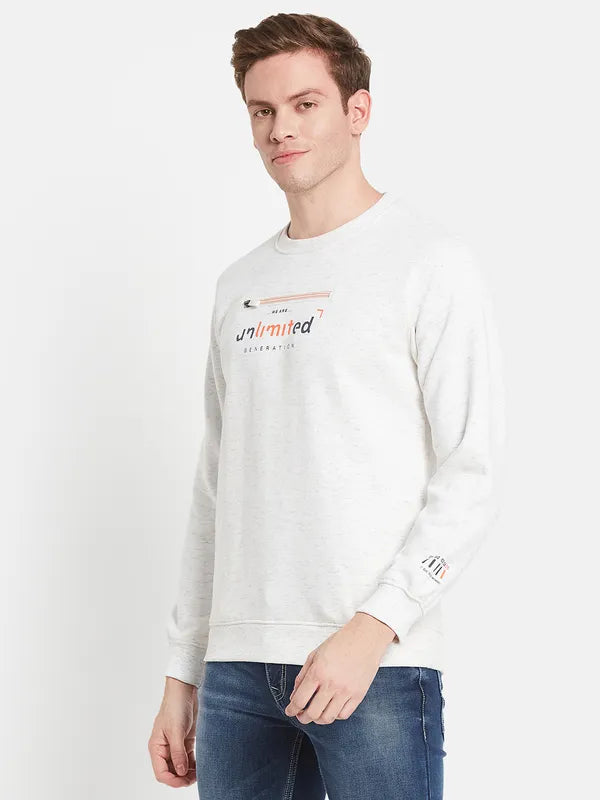 Men White Printed Sweatshirt