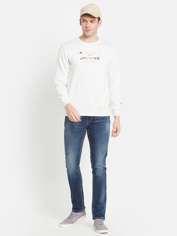 Men White Printed Sweatshirt