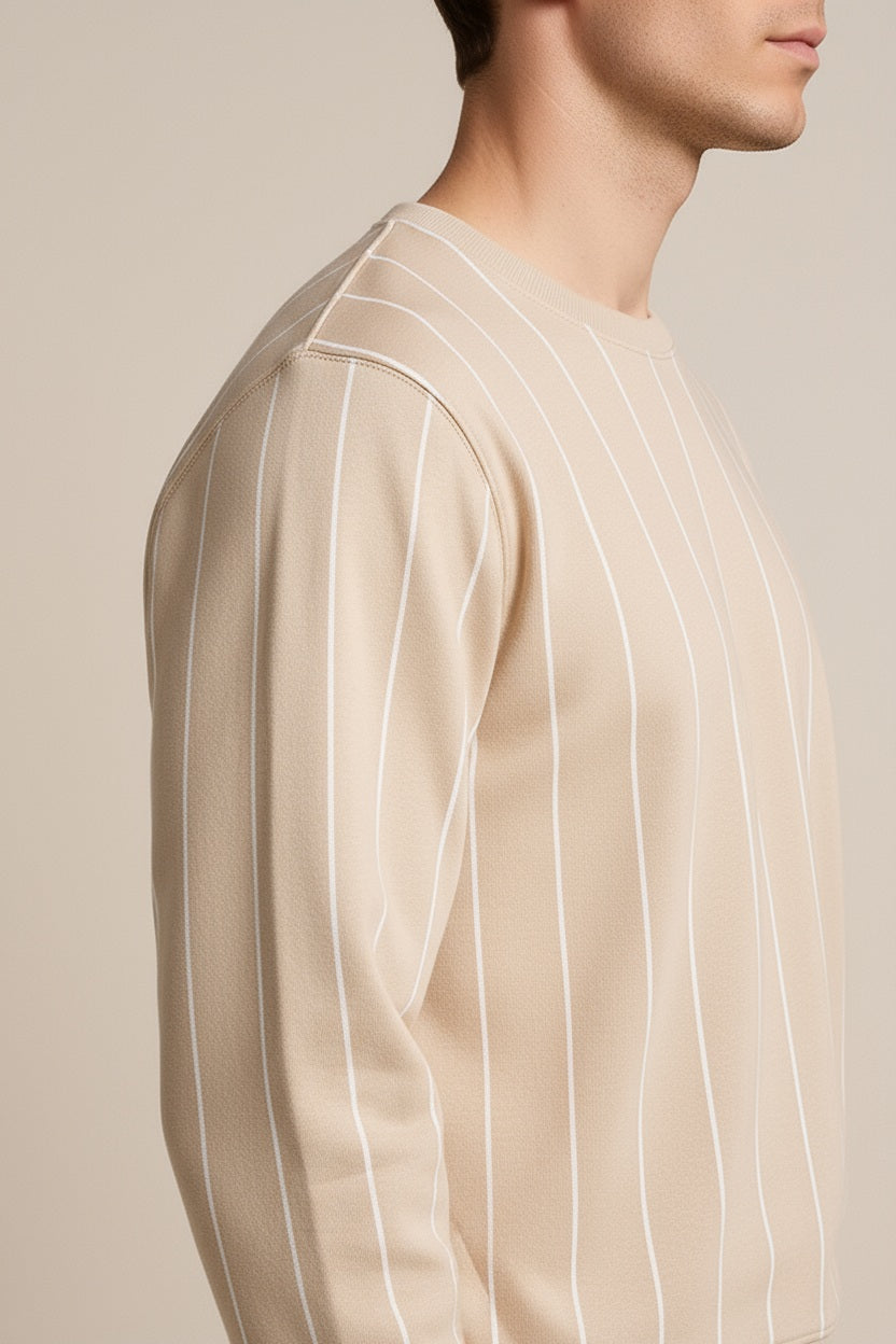 Octave Men Mastic Striped Round Neck Sweatshirt