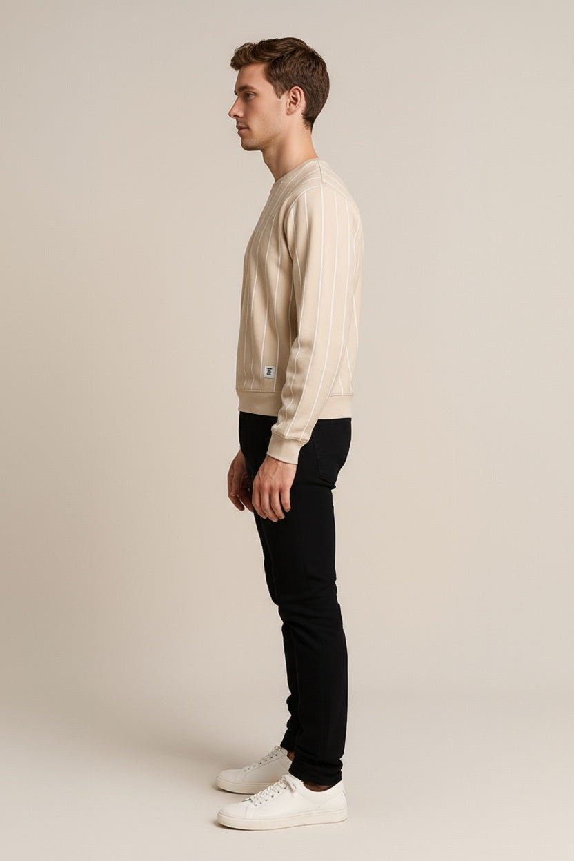 Octave Men Mastic Striped Round Neck Sweatshirt