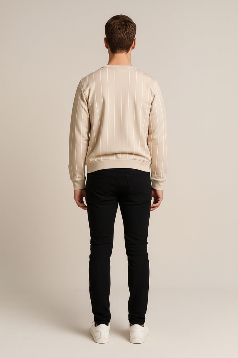 Octave Men Mastic Striped Round Neck Sweatshirt