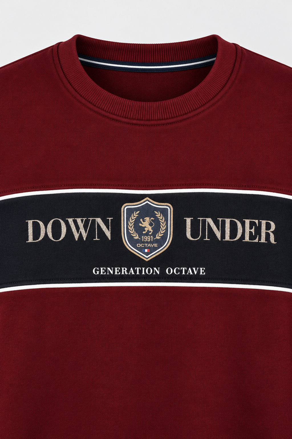 Men’s Regular Fit Brushed Cotton Fleece Sweatshirt – Merlot Graphic Crew Neck