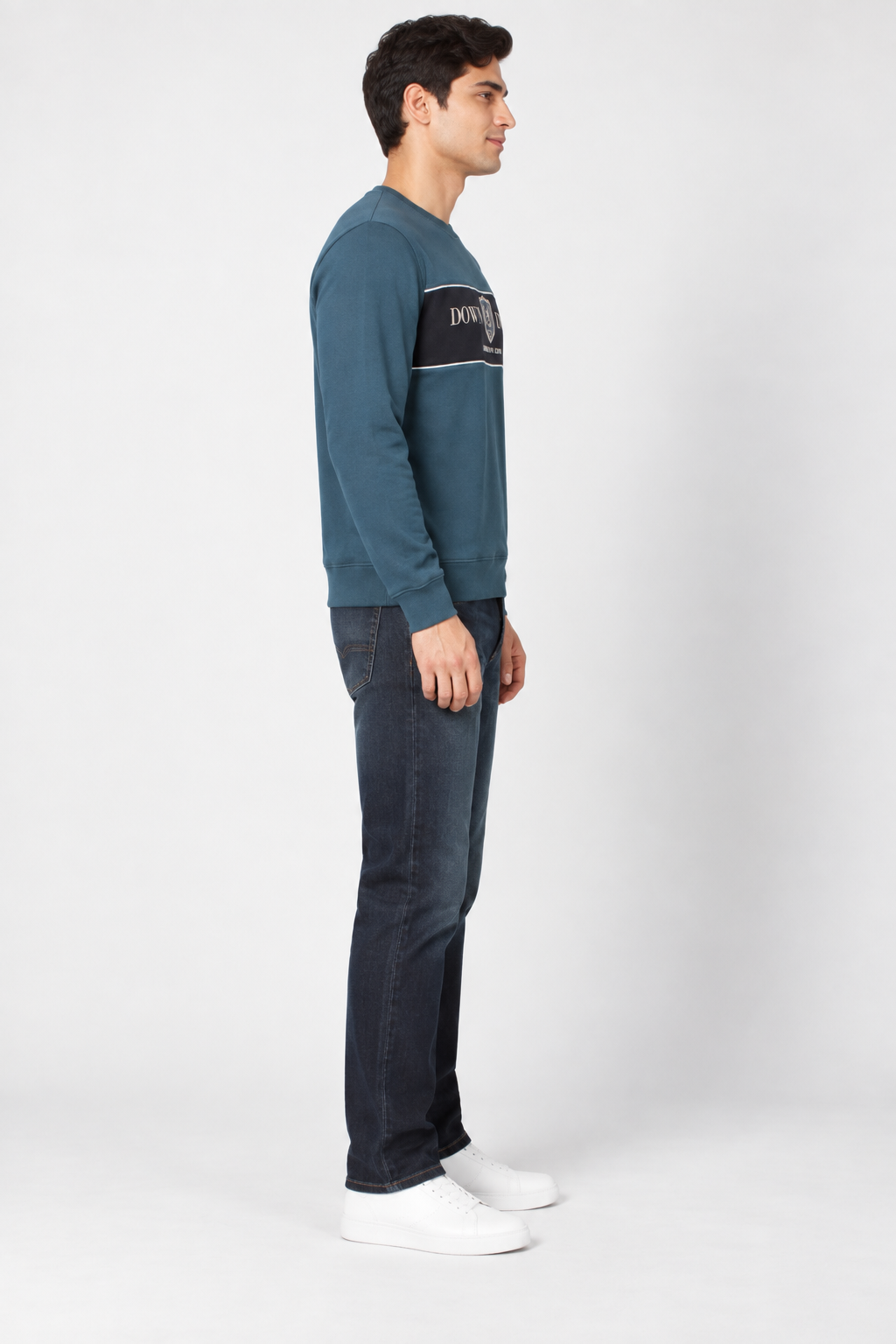 Men's Knitted Cotton Brushed Fleece Regular Fit Sweatshirt – Pacific |