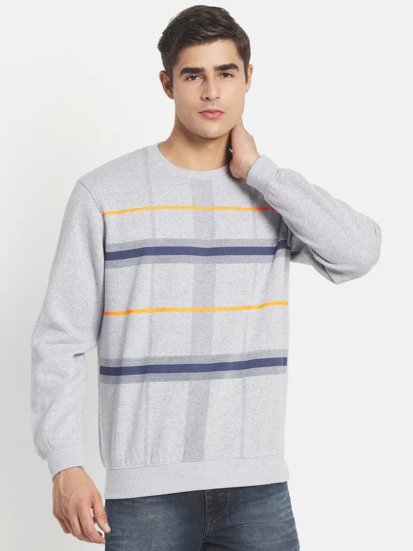 Plus Size Men Grey Checked Sweatshirt