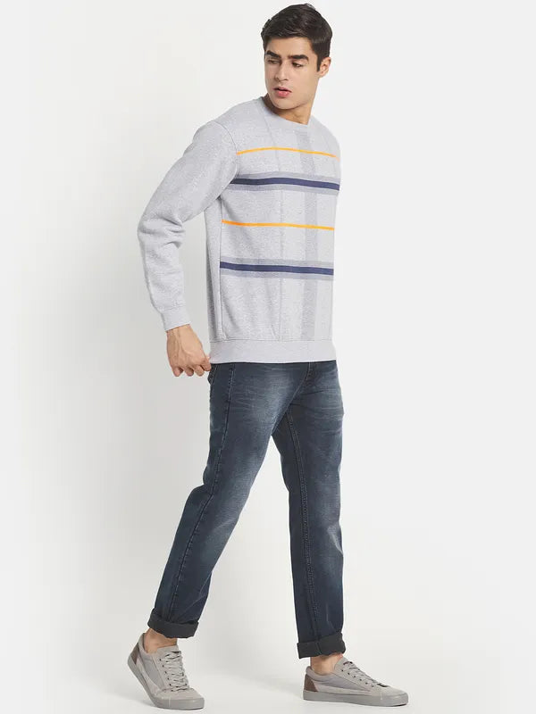 Plus Size Men Grey Checked Sweatshirt