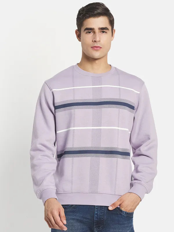 Men Purple Checked Sweatshirt