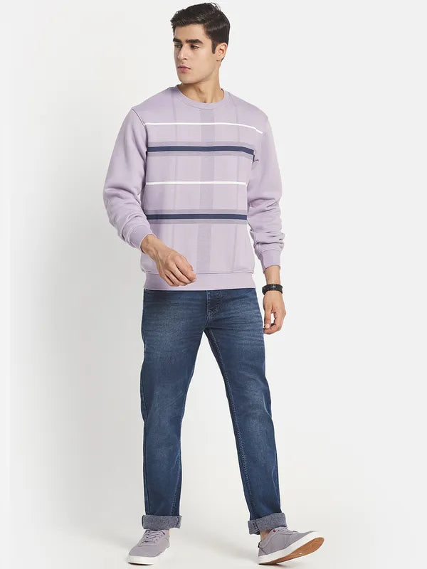 Men Purple Checked Sweatshirt