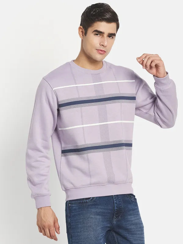 Men Purple Checked Sweatshirt