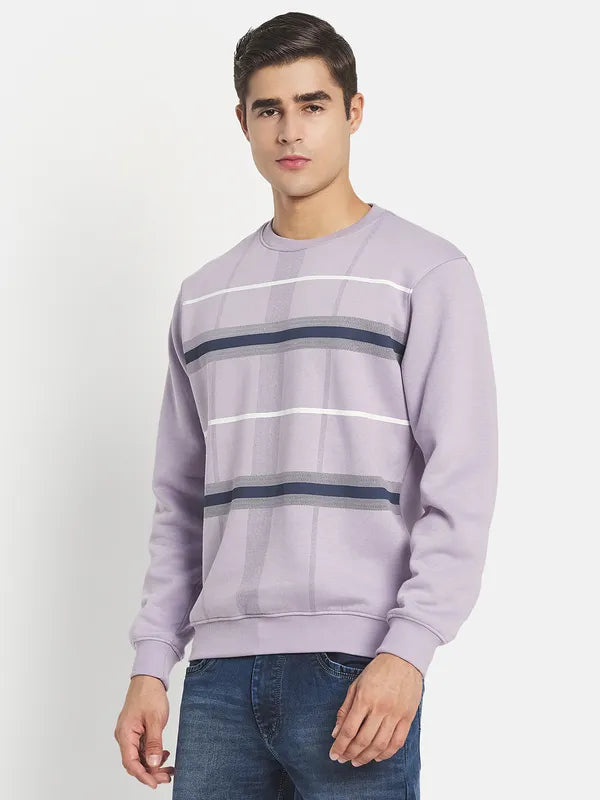 Men Purple Checked Sweatshirt