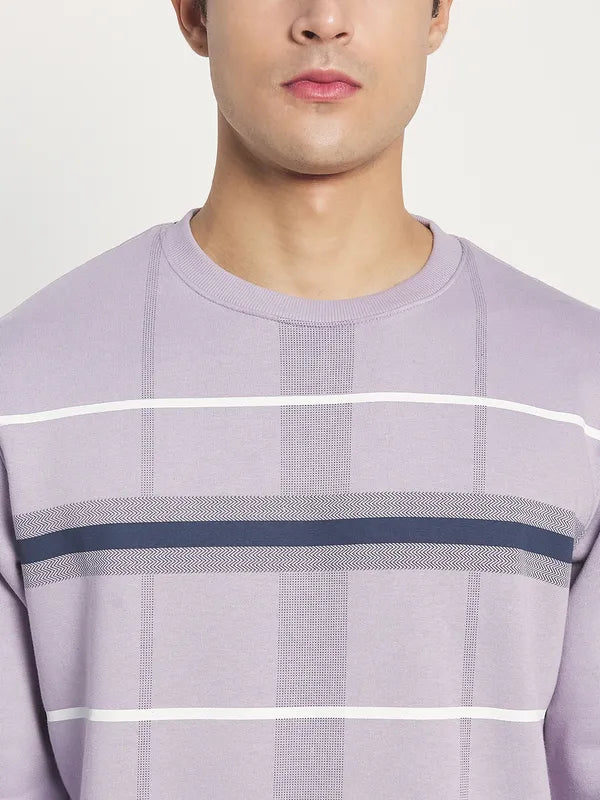 Men Purple Checked Sweatshirt