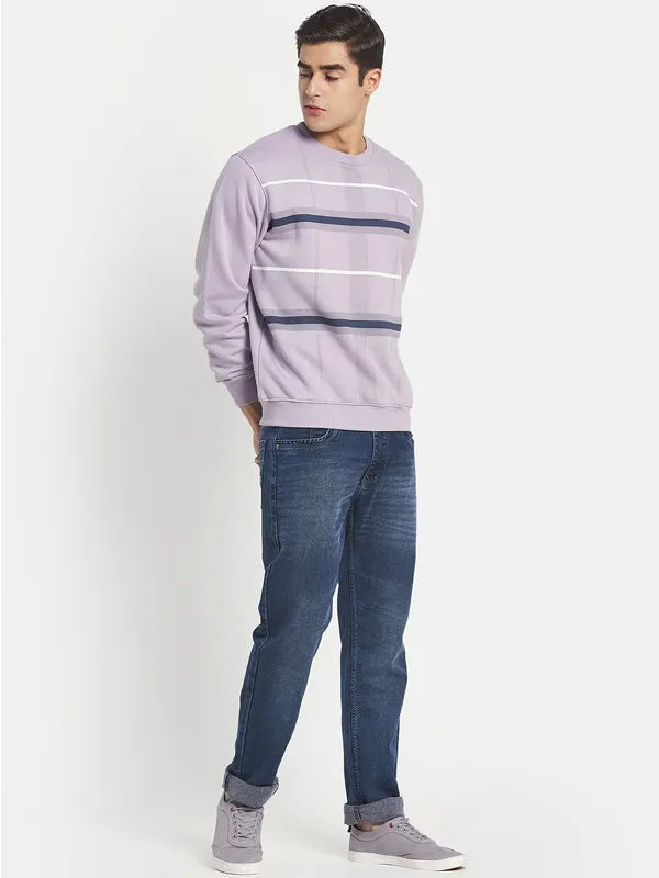 Men Purple Checked Sweatshirt