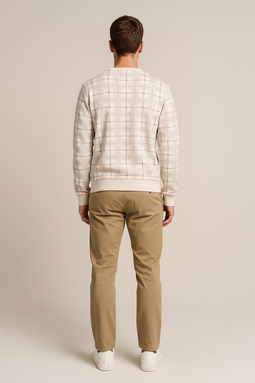 Octave Men Checked Round Neck Sweatshirt