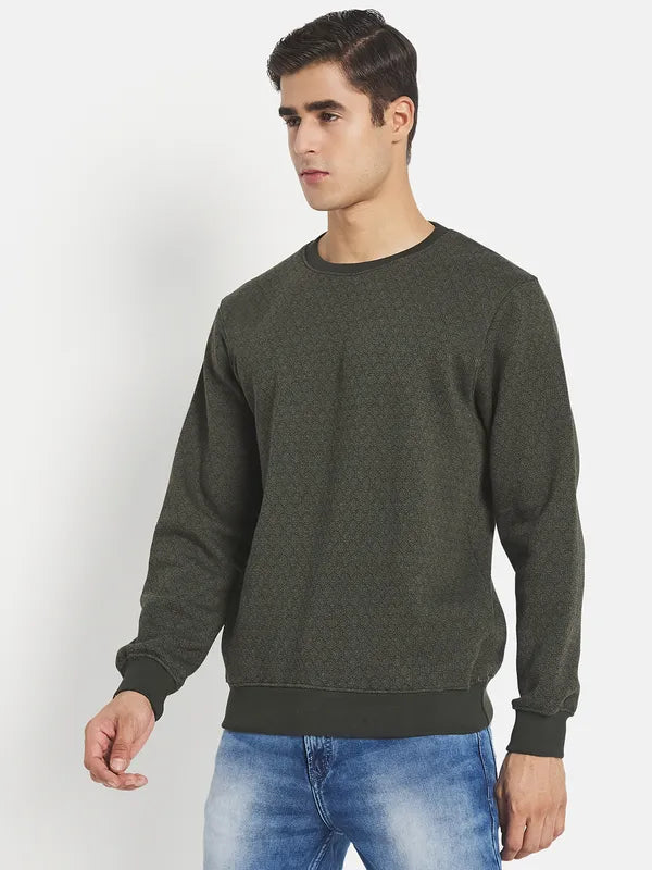 Men Olive Green Solid Sweatshirt