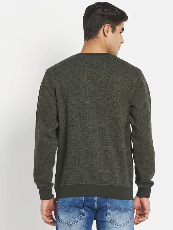 Men Olive Green Solid Sweatshirt