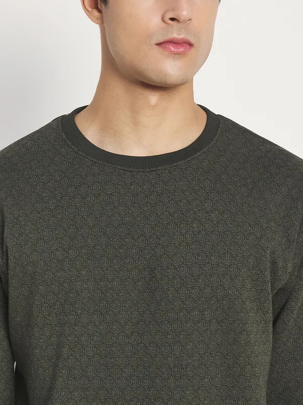 Men Olive Green Solid Sweatshirt