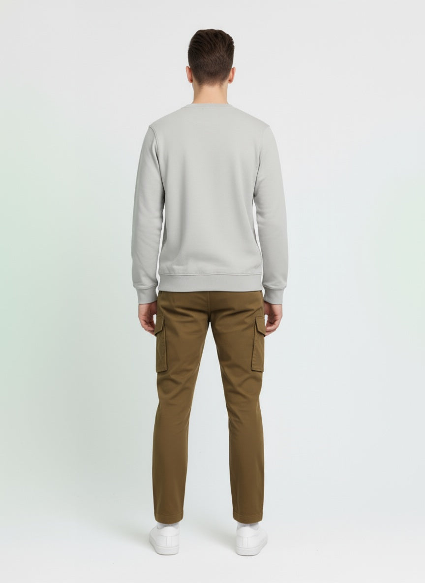 Octave Men Solid Round Neck Sweatshirt-J-247W25-SILVER