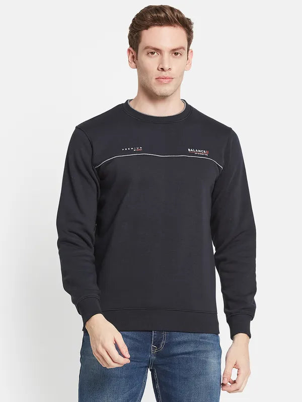 Men Navy Blue Printed Sweatshirt