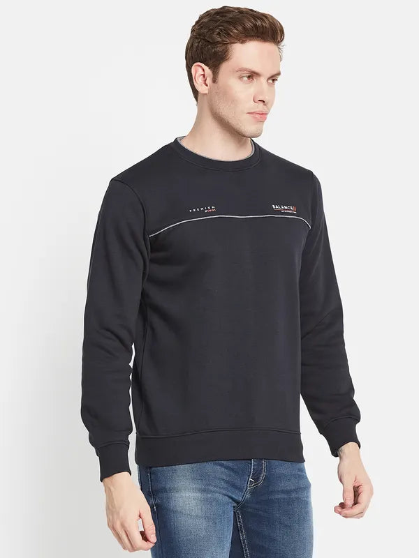 Men Navy Blue Printed Sweatshirt